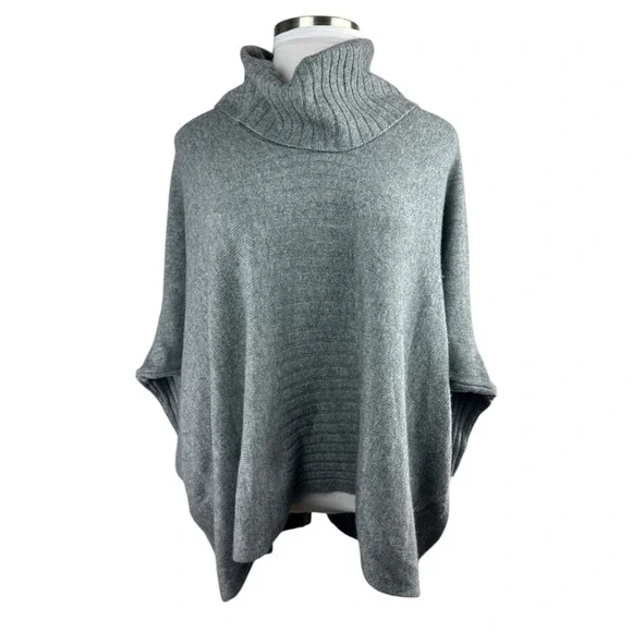 Nordstrom Collection 100% Cashmere Gray Cowl Neck Poncho Sweater Oversized XS/S - Picture 14 of 14